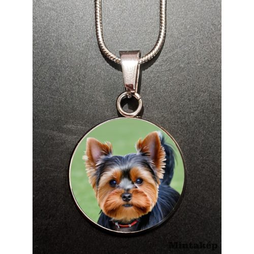 Kör alakú állatos porcelán medál – Yorkshire terrier portré