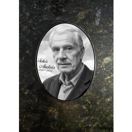 Ovális fekete-fehér porcelánkép fekete szegéllyel – klasszikus porcelánfotó és elegáns fekete-fehér sírkőkép