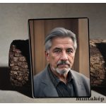 Színes szögletes porcelánkép fekete szegéllyel, középkorú férfi portréjával sírkőre – egyedi porcelánfotó készítés saját fényképből