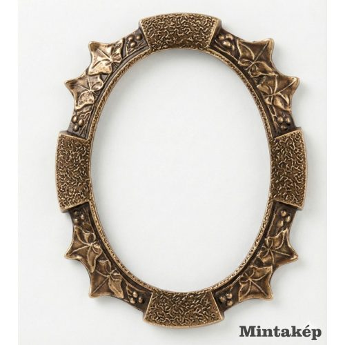 Ovális bronz hatású porcelánkép keret 9x12 cm sírkőre rögzíthető