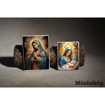 Színes téglalap szentkép porcelánkép sírkőre – Szűz Mária és Madonna a kis Jézussal, álló és fekvő porcelán fotó