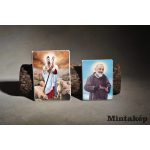 Színes téglalap szentkép porcelánkép sírkőre – Jézus pásztor és Páduai Szent Pió atya, álló porcelán fotó