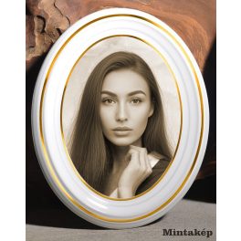 Szépia Bohemia porcelánkép két arany csíkkal sírkőre – antik hatású porcelánfotó és klasszikus szépia sírkőkép egyedi fotóból