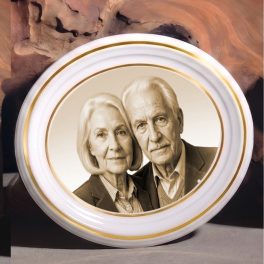Szépia Bohemia porcelánkép (két arany csíkkal)