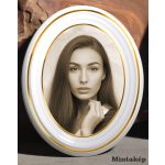 Szépia Bohemia porcelánkép két arany csíkkal sírkőre – antik hatású porcelánfotó és klasszikus szépia sírkőkép egyedi fotóból