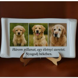 Kutya emléktábla több fotóval és idézettel porcelán kivitelben