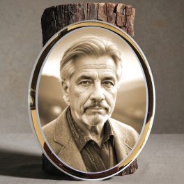 Ovális, szépia tónusú porcelánkép sírkőre
