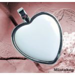 Ezüst szív alakú porcelán medál – üres porcelán betét