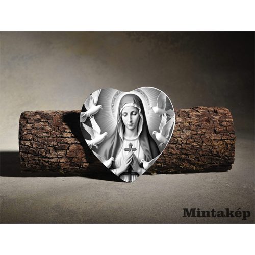 Fekete-Fehér szív alakú porcelánkép