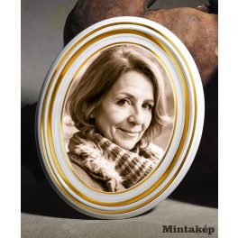 Szépia Bohemia porcelánkép három arany csíkkal sírkőre – prémium minőségű szépia porcelánfotó és időtálló sírkőkép saját fényképből