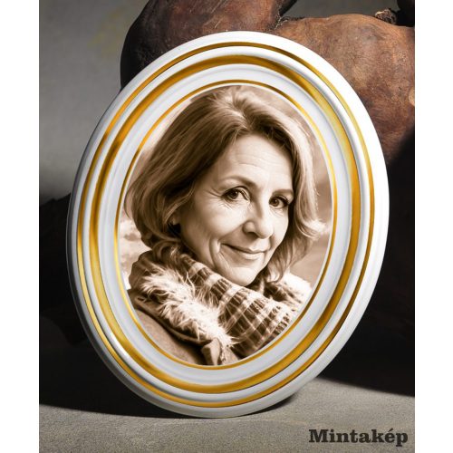 Szépia Bohemia porcelánkép három arany csíkkal sírkőre – prémium minőségű szépia porcelánfotó és időtálló sírkőkép saját fényképből