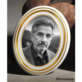 Fekete-fehér Bohemia Bohemia porcelánkép három arany csíkkal sírkőre – prémium égetett porcelánfotó és fekete-fehér sírkőkép kültéri használatra