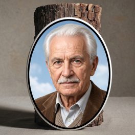 Ovális színes porcelánkép fekete szegéllyel, sírkőre