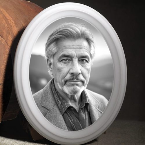 Fekete-fehér Bohemia porcelánkép sírkőre