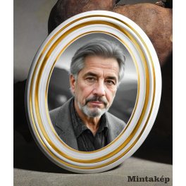 Színes aranyozott Bohemia porcelánkép három arany csíkkal sírkőre – tartós kültéri porcelánfotó és elegáns sírkőkép egyedi fotóból