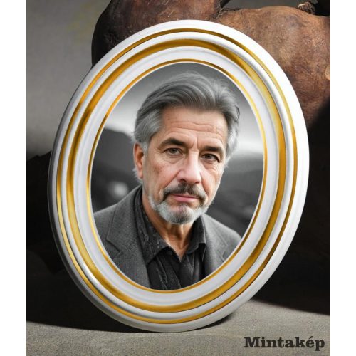 Színes ovális bohémia (peremes) porcelánkép Arany szegéllyel(3csíkkal)
