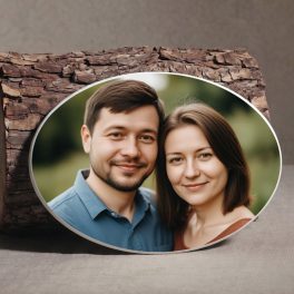 Ovális színes porcelánkép páros fényképből – égetett porcelán sírkőkép kültéri használatra