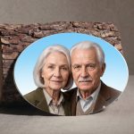 Ovális színes porcelánkép sírkőre