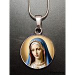 Kör alakú szentképes porcelán medál – Szűz Mária motívum