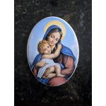 Ovális szentkép porcelánkép sírkőre – saját fényképből, fekete-fehér vagy színes