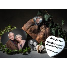 Szív alakú porcelánkép,sírkőkép