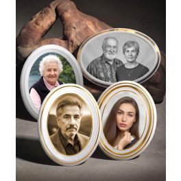 Ovális peremes porcelánkép – Bohemia sírkőkép