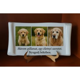 Pergamen alakú porcelánkép,sírkőkép
