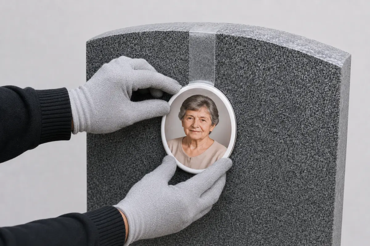 Porcelánkép egyenletes rányomása a sírkő felületére